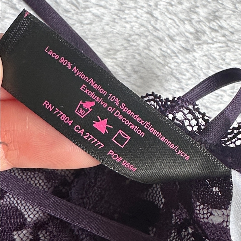 Purple Sheer Floral Lace‎ Long Sleeve Romantic Feminine Open Back Bodysuit M - Picture 8 of 9